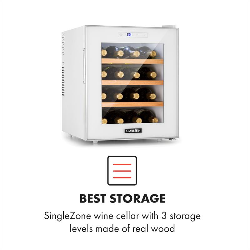 Klarstein Reserva 16 Blanco, vinotéka, 16 fliaš / 48 l, LED displej, biela – Obrázok 3