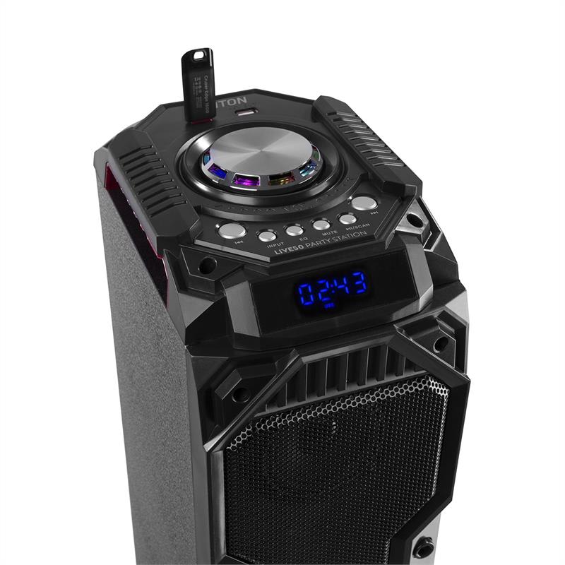 Fenton LIVE50, párty stanica, 400 W max, 2 USB porty, BT, diaľkový ovládač, čierny – Obrázok 4