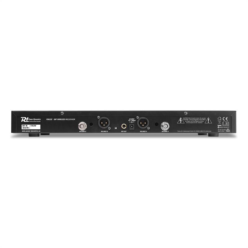 Power Dynamics PD632H 2X, 20-kanálová sada UHF bezdrôtových mikrofónov, 2 x ručný mikrofón, čierna – Obrázok 3