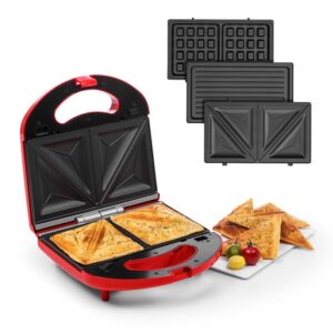 Klarstein Trilit 3 v 1, sendvičovač, 750 W, 3 grilovacie platne, LED, nelepivý povrch, červený