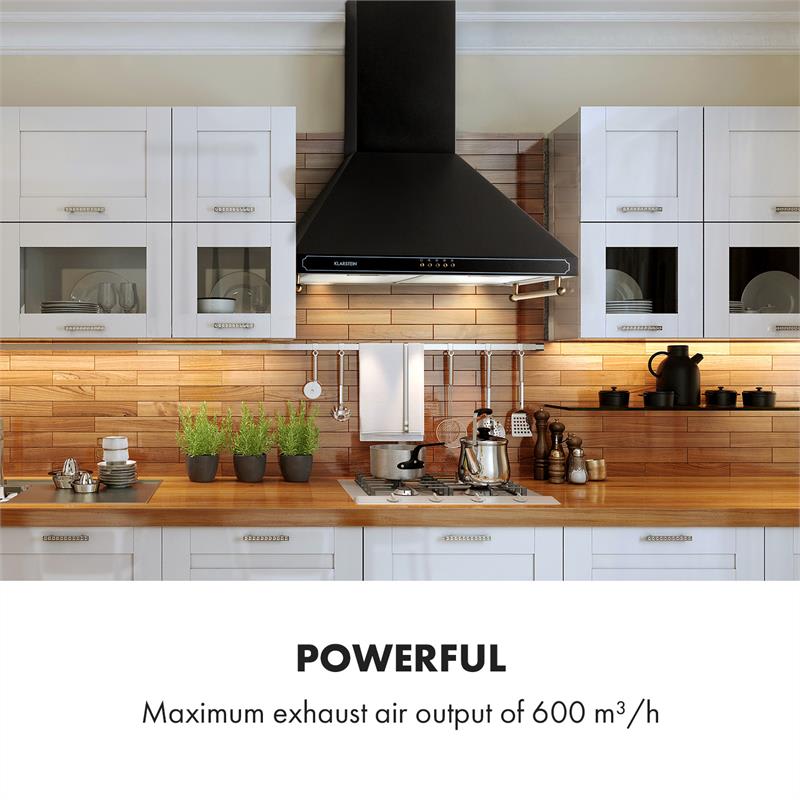 Klarstein Victoria, digestor, 60 cm, retro dizajn, 645 m³/h, 2 LED svetlá, čierny – Obrázok 5