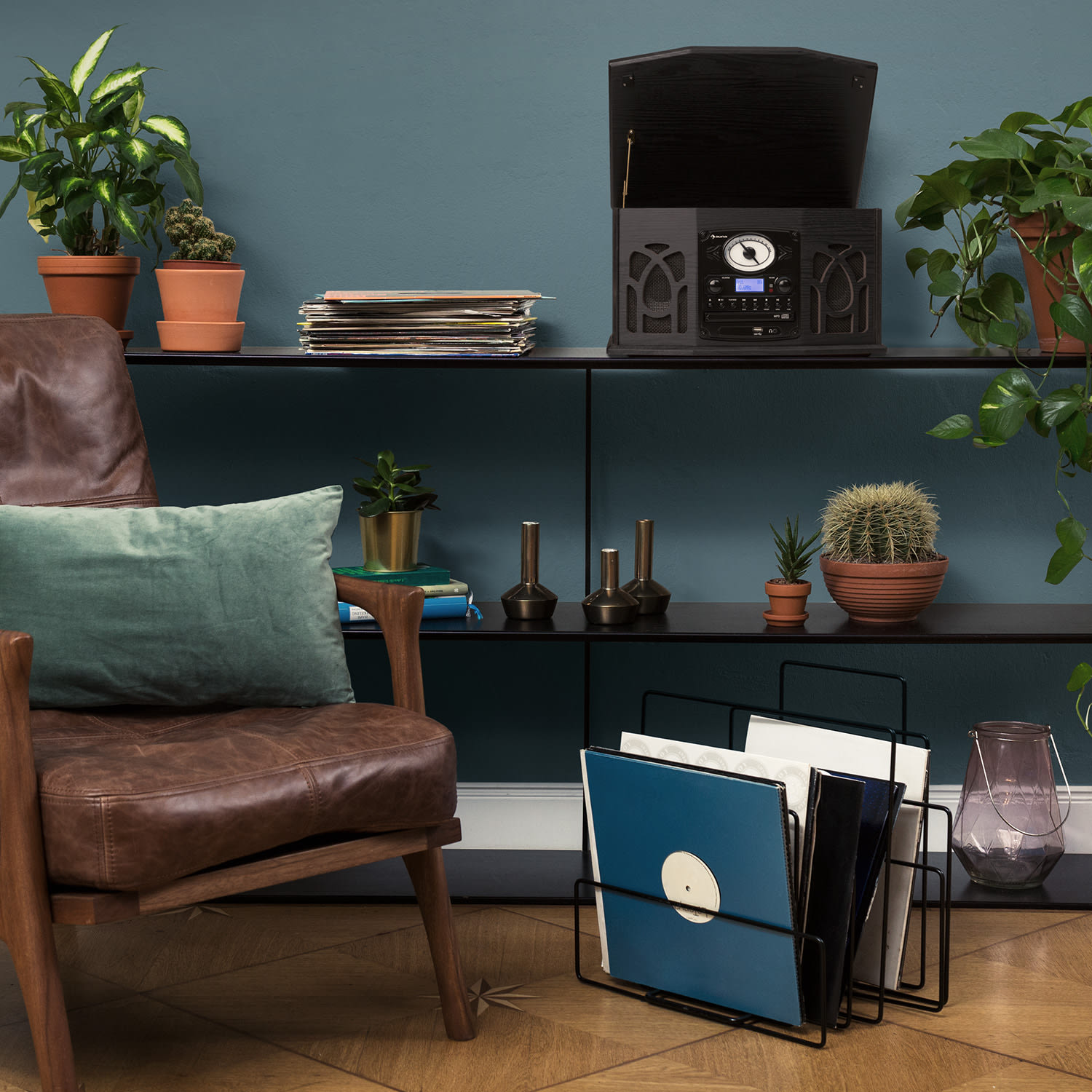 Auna NR-620, DAB, stereo systém, drevo, gramofón, DAB+, prehrávač CD, čierny – Obrázok 2