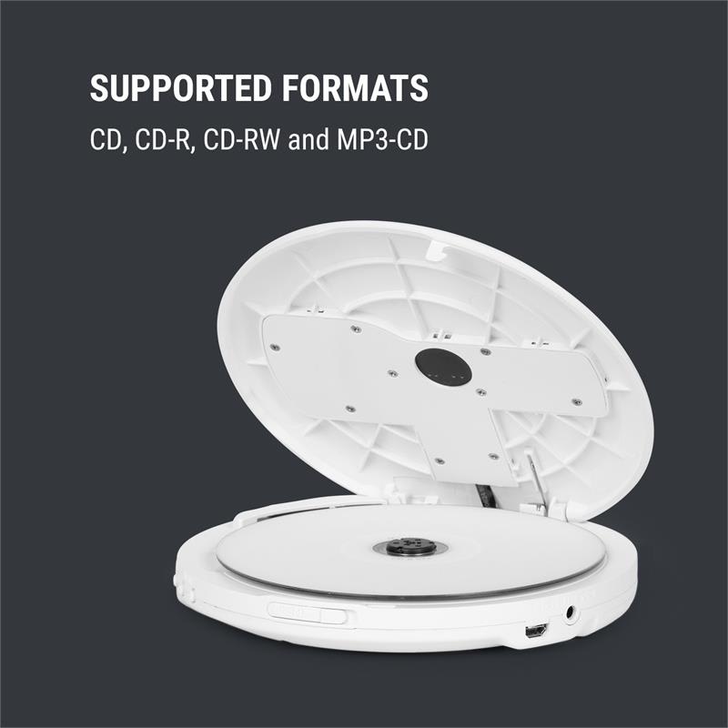 OneConcept CDC 100 BT, discman, BT funkcia, LCD, ASP, 2 x 1,5 V, biely – Obrázok 5