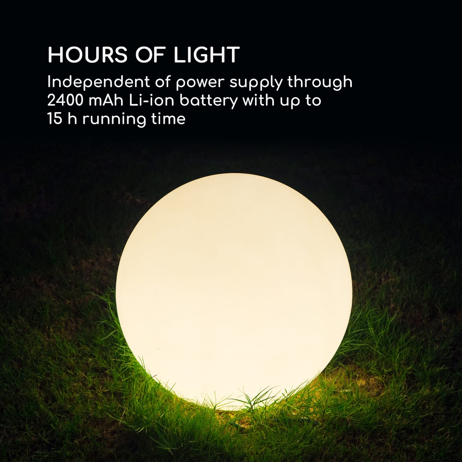 Blumfeldt Loomy L, guľová lampa, Ø 40 cm, 16 LED farieb, 4 svetelené režimy, IP68, diaľkový ovládač, akumulátor, biela – Obrázok 5