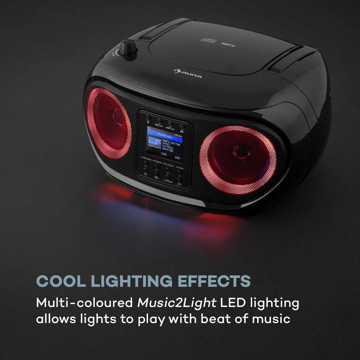 Auna Roadie Smart, boombox, internetové rádio, DAB/DAB+, FM, CD prehrávač, LED, WiFi, bluetooth – Obrázok 4