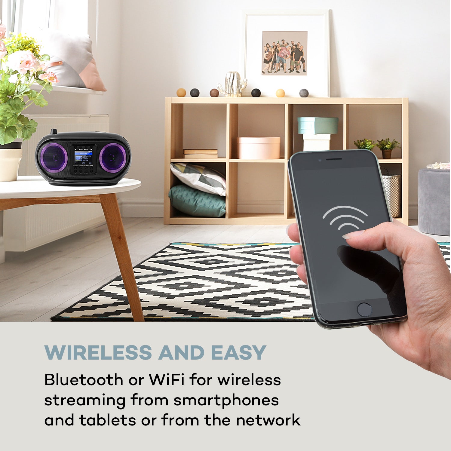 Auna Roadie Smart, boombox, internetové rádio, DAB/DAB+, FM, CD prehrávač, LED, WiFi, bluetooth – Obrázok 5