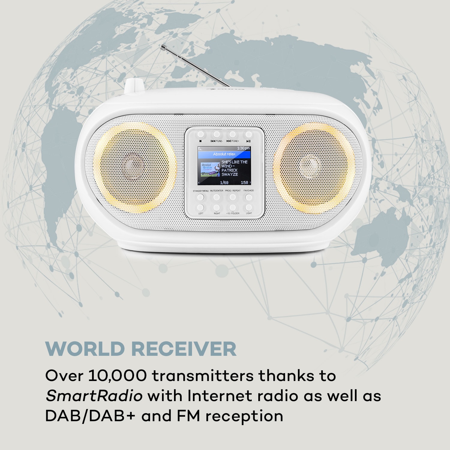 Auna Roadie Smart, boombox, internetové rádio, DAB/DAB+, FM, CD prehrávač, LED, WiFi, bluetooth – Obrázok 3