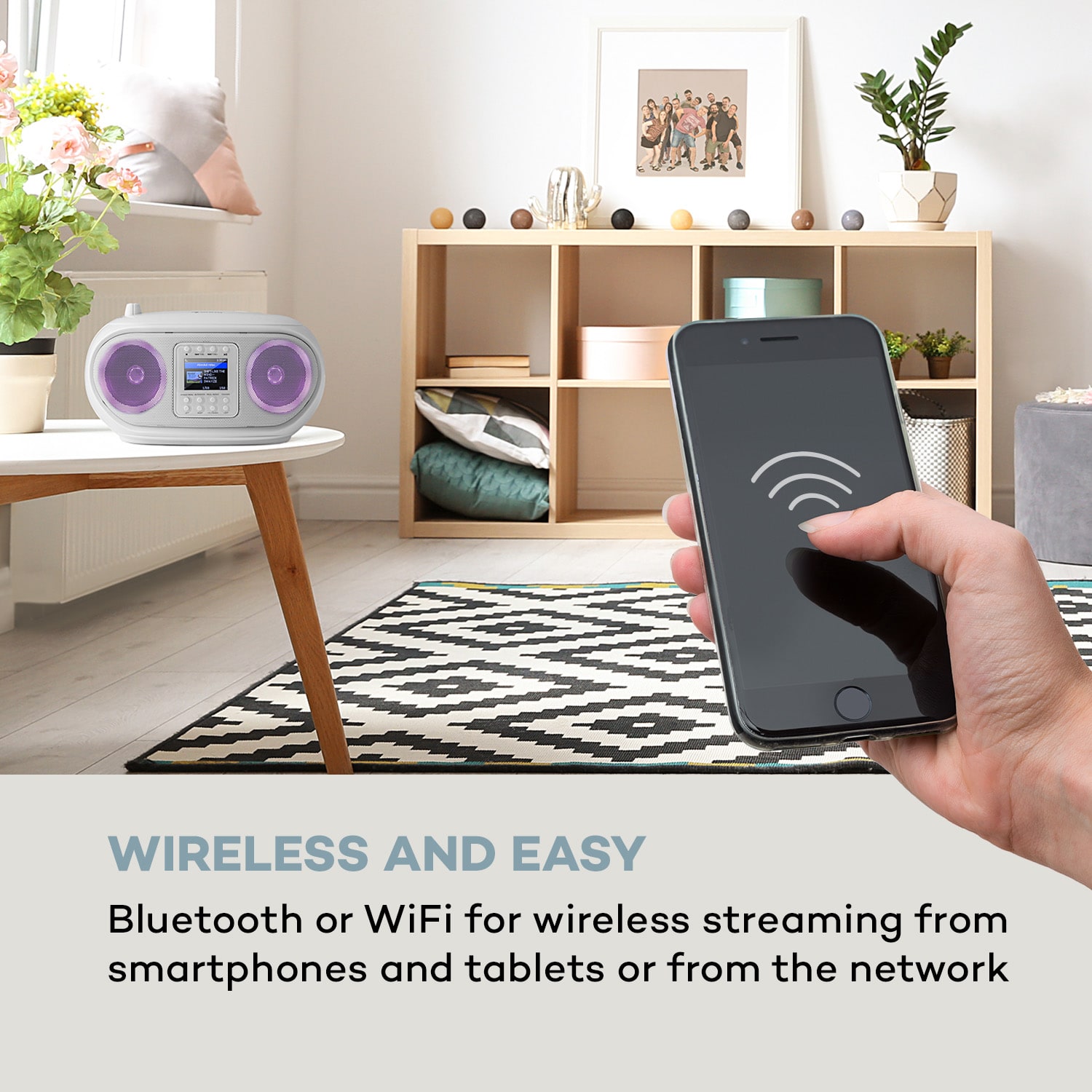 Auna Roadie Smart, boombox, internetové rádio, DAB/DAB+, FM, CD prehrávač, LED, WiFi, bluetooth – Obrázok 5