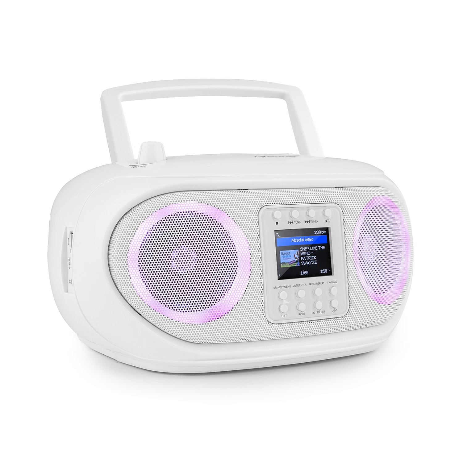Auna Roadie Smart, boombox, internetové rádio, DAB/DAB+, FM, CD prehrávač, LED, WiFi, bluetooth