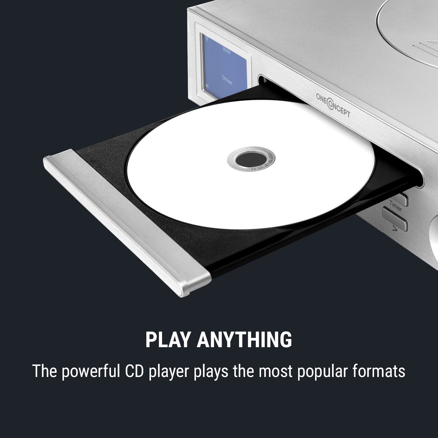 OneConcept Streamo Chef, kuchynské rádio, CD prehrávač, BT, 2,4" HCC displej, strieborné – Obrázok 3