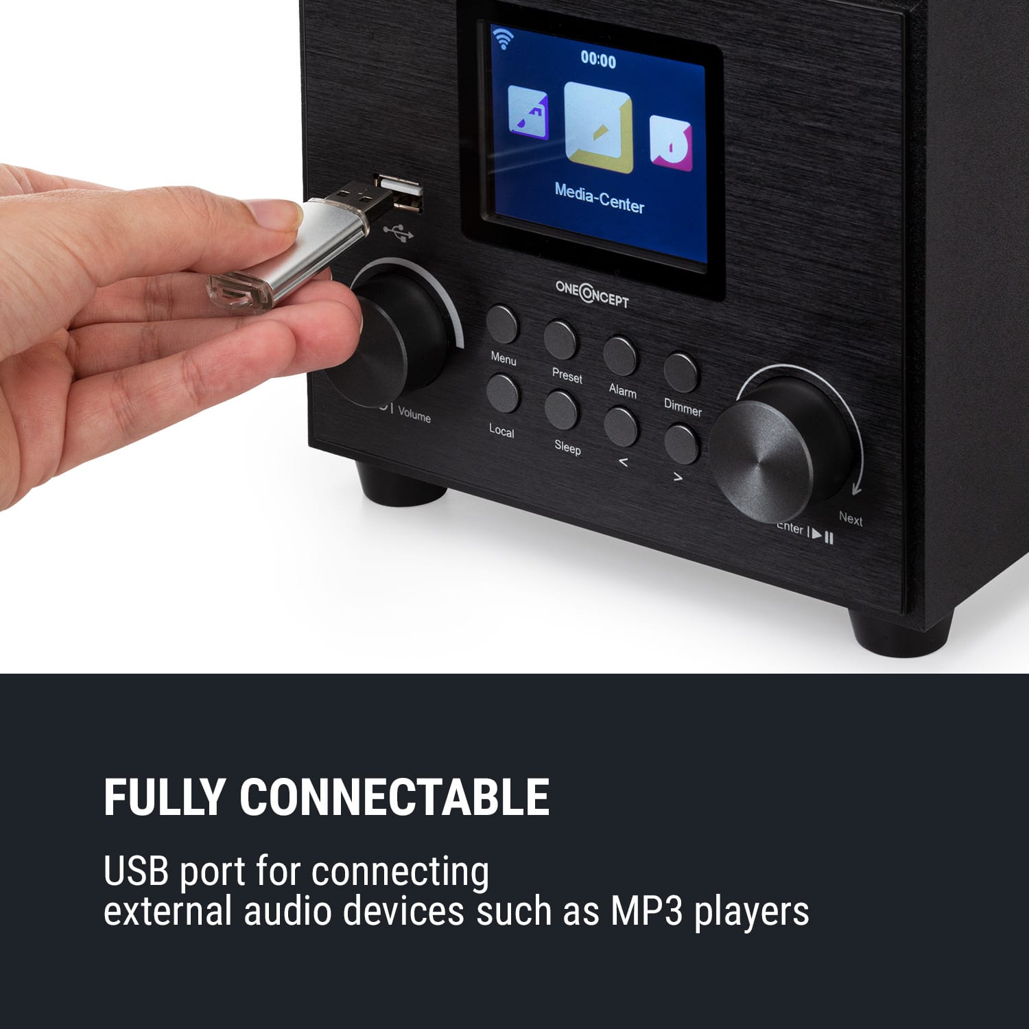 OneConcept Streamo Cube, internetové rádio, 3 W & 5 W RMS, WLAN, BT, čierne – Obrázok 3