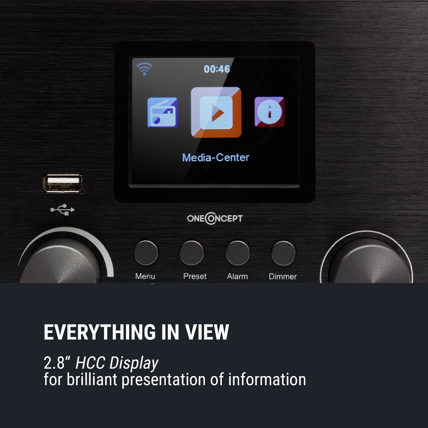 OneConcept Streamo Cube, internetové rádio, 3 W & 5 W RMS, WLAN, BT, čierne – Obrázok 5