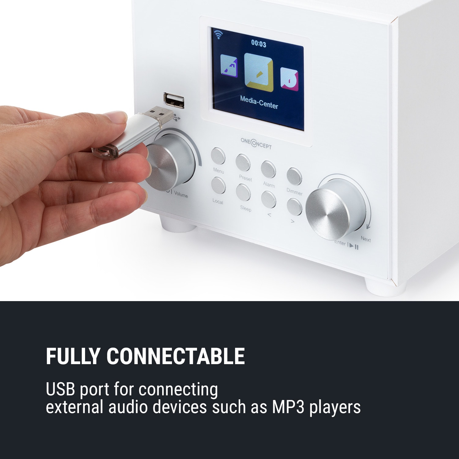 OneConcept Streamo Cube, internetové rádio, 3W & 5W RMS, WiFi, bluetooth, biele – Obrázok 3