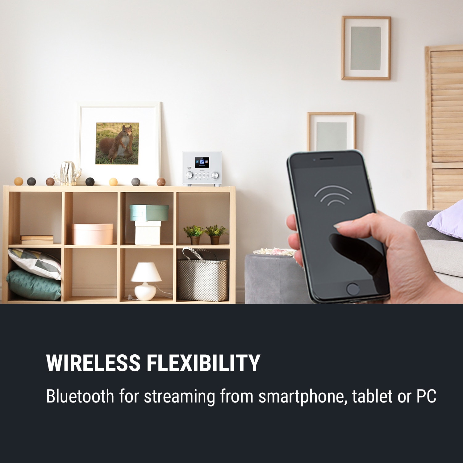 OneConcept Streamo Cube, internetové rádio, 3W & 5W RMS, WiFi, bluetooth, biele – Obrázok 4