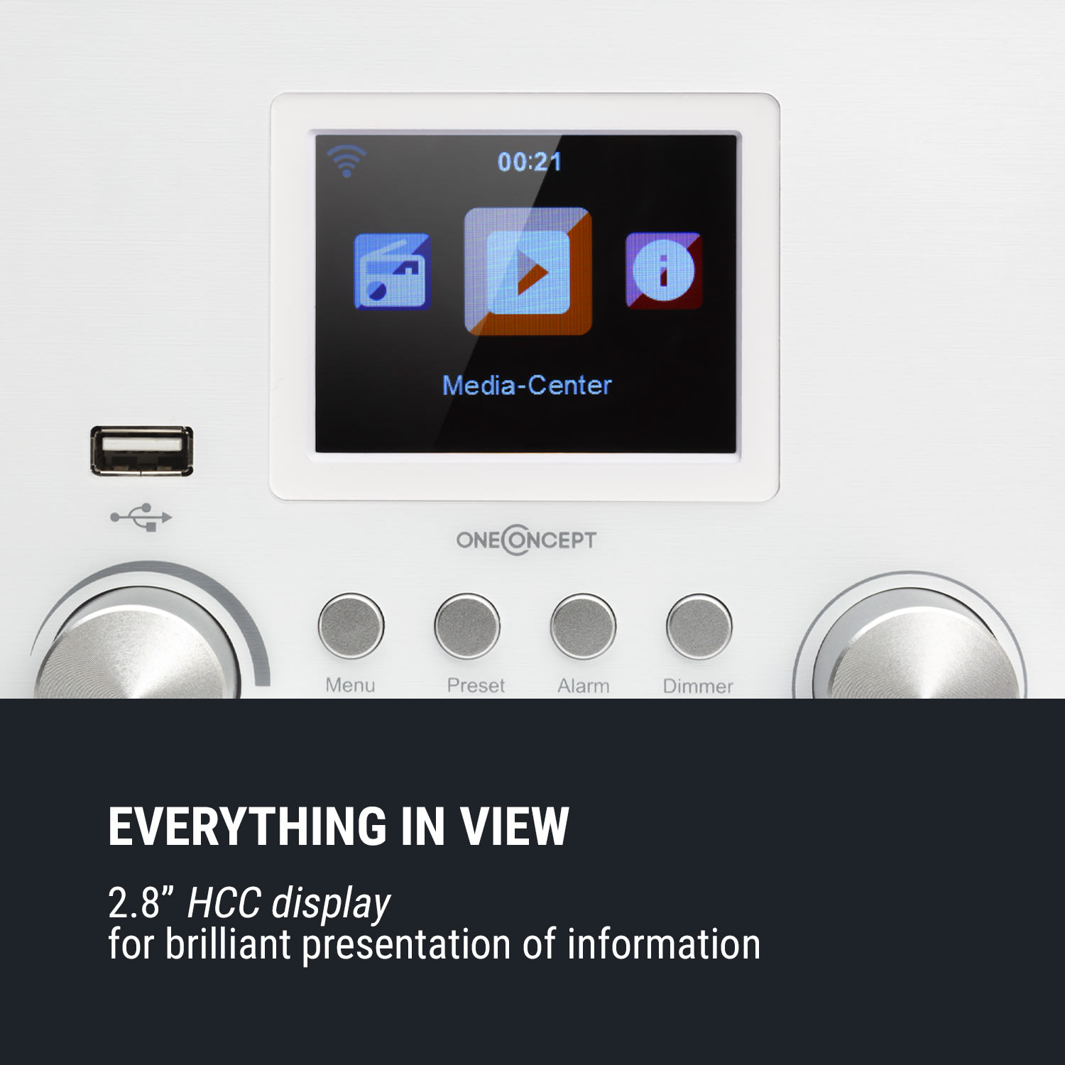 OneConcept Streamo Cube, internetové rádio, 3W & 5W RMS, WiFi, bluetooth, biele – Obrázok 5
