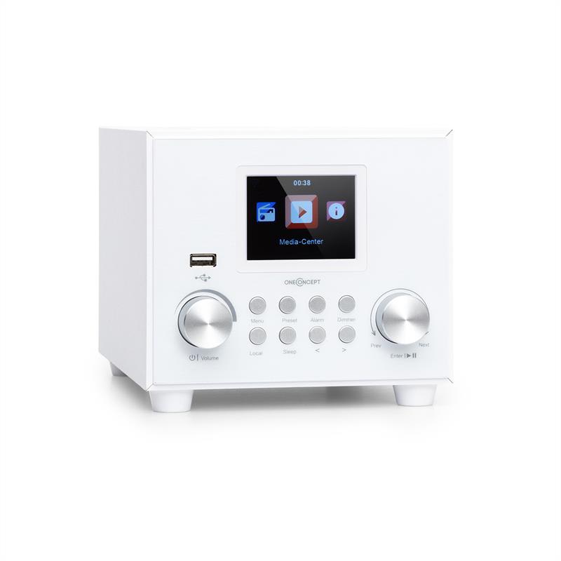OneConcept Streamo Cube, internetové rádio, 3W & 5W RMS, WiFi, bluetooth, biele