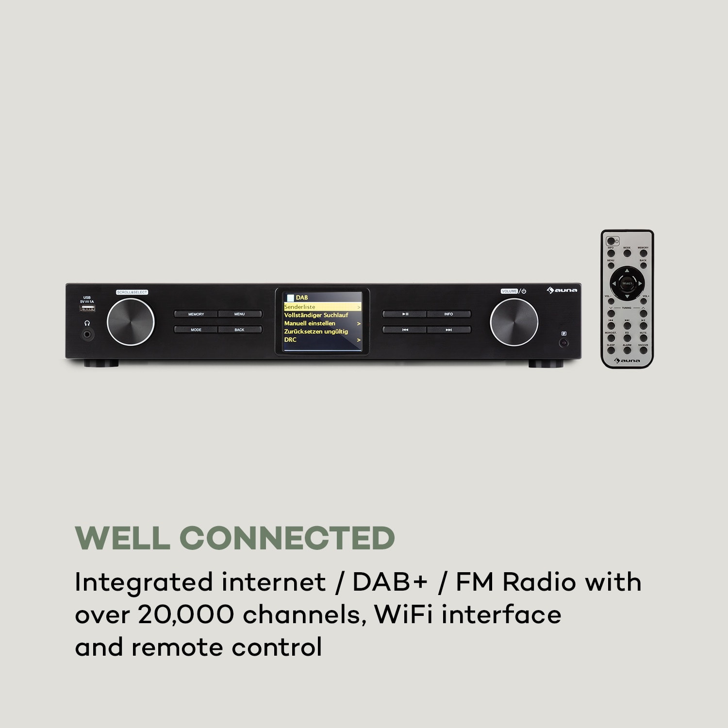 Auna iTuner 320 BT, digitálny HiFi tuner, Spotify Connect, BT, ovládanie cez aplikáciu, čierny – Obrázok 3