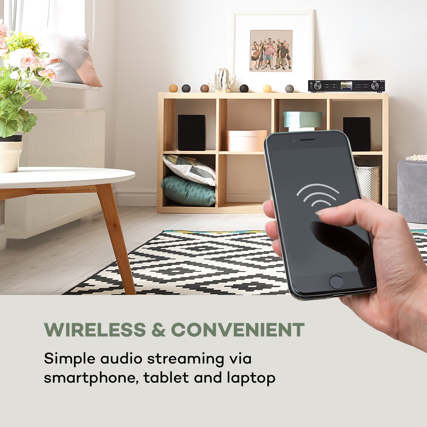 Auna iTuner 320 BT, digitálny HiFi tuner, Spotify Connect, BT, ovládanie cez aplikáciu, čierny – Obrázok 5