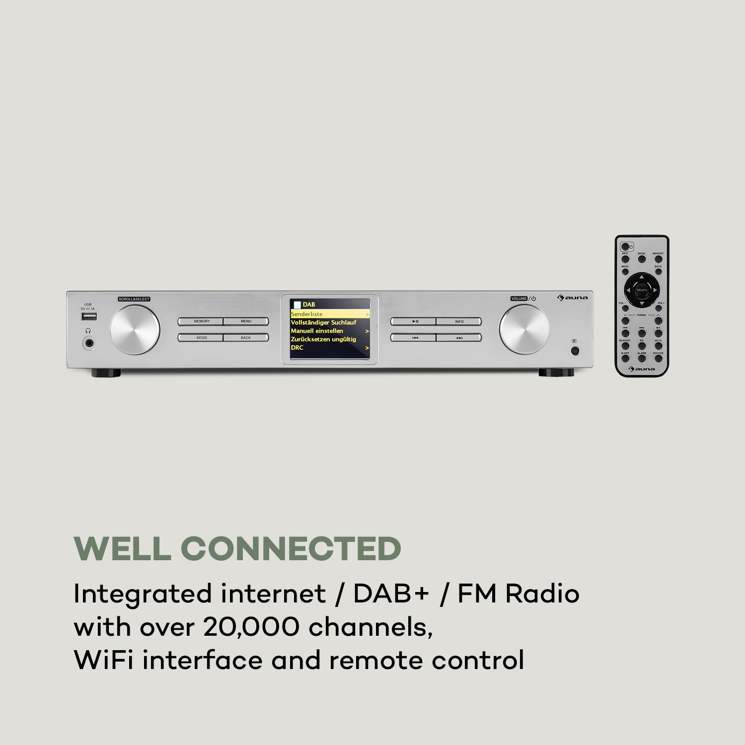 Auna iTuner 320 BT, digitálny HiFi tuner, Spotify Connect, BT, ovládanie cez aplikáciu, strieborný – Obrázok 3