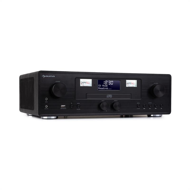Auna Northfork, retro rádio, CD prehrávač, BT, DAB+, FM, bezdrôtové nabíjanie, čierne