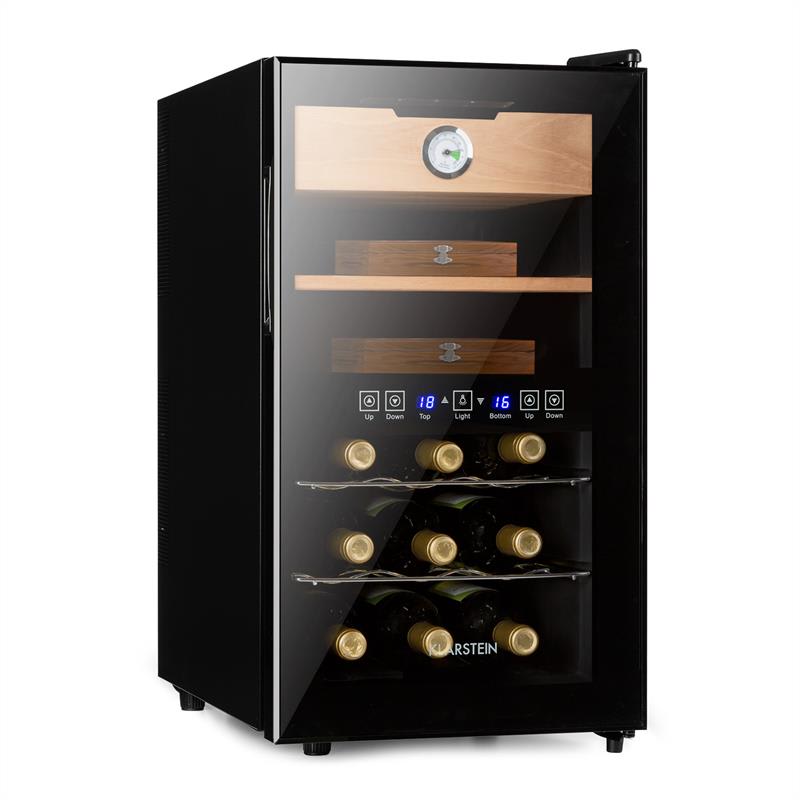 Klarstein El Dorado, humidor & vinotéka, 100 W, dotykový, 48 l, LED, čierny