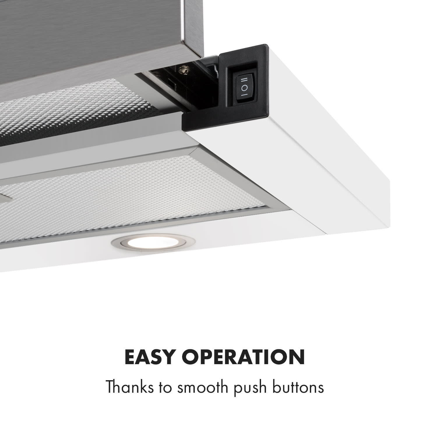 Klarstein Mariana 90, digestor, 90 cm, výsuvný, 500 m³/h, LED, biely – Obrázok 4