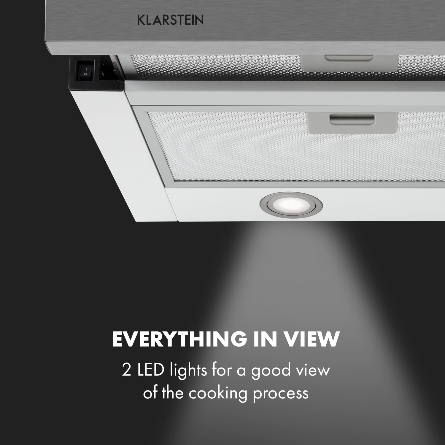 Klarstein Mariana 90, digestor, 90 cm, výsuvný, 500 m³/h, LED, biely – Obrázok 5