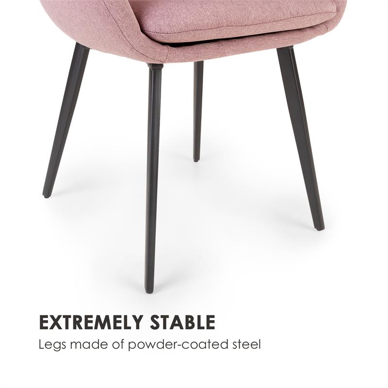 Besoa James, čalúnená stolička, penová výplň, 100 % polyester, oceľové nohy, ružová – Obrázok 5