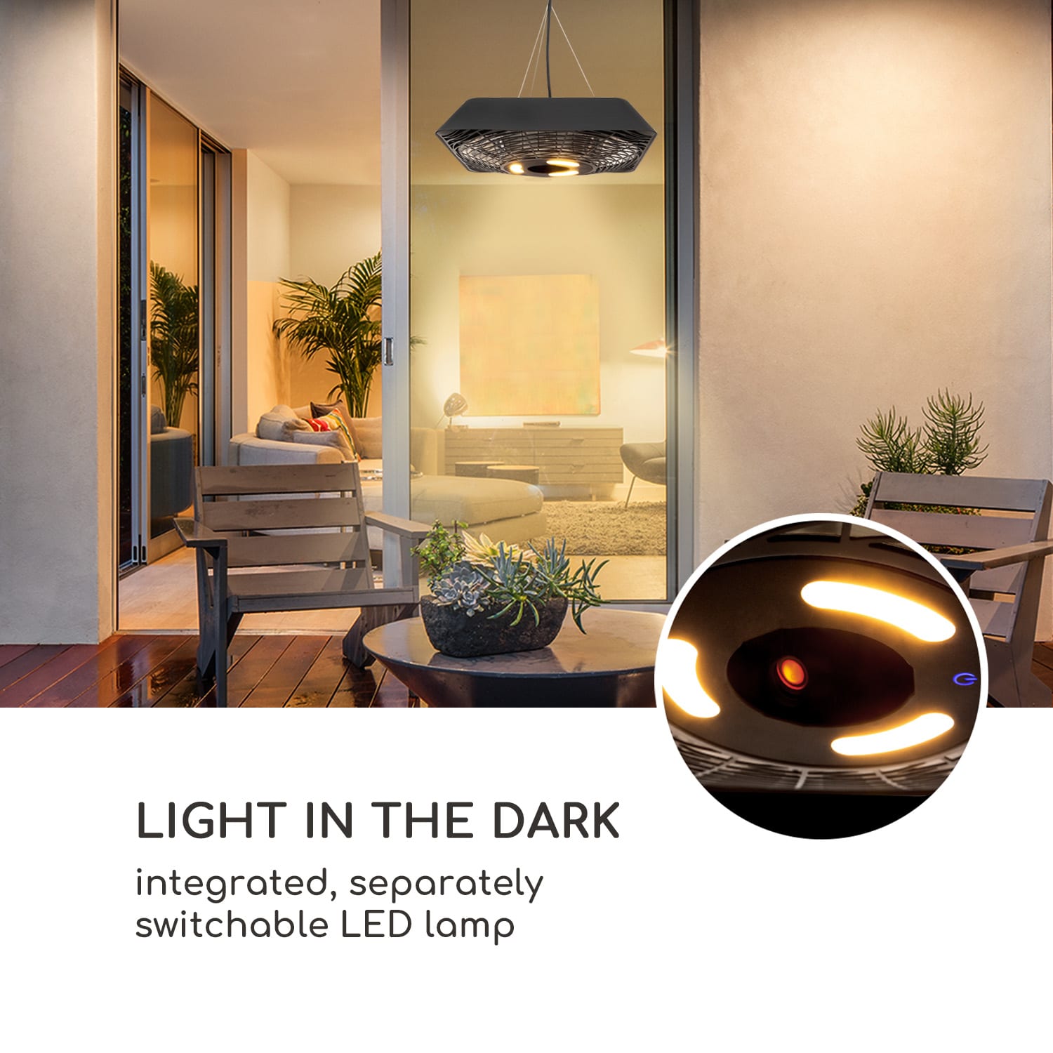 Blumfeldt Heat Square Slim, infračervený terasový ohrievač, 2000 W, IR ComfortHeat, IP45, LED – Obrázok 2