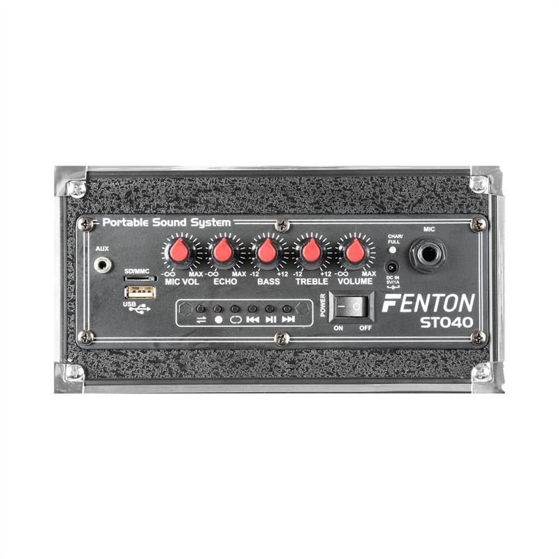 Fenton ST040, prenosný zosilňovač, 40W, akumulátor, bluetooth, USB, 6,5“, subwoofer – Obrázok 2