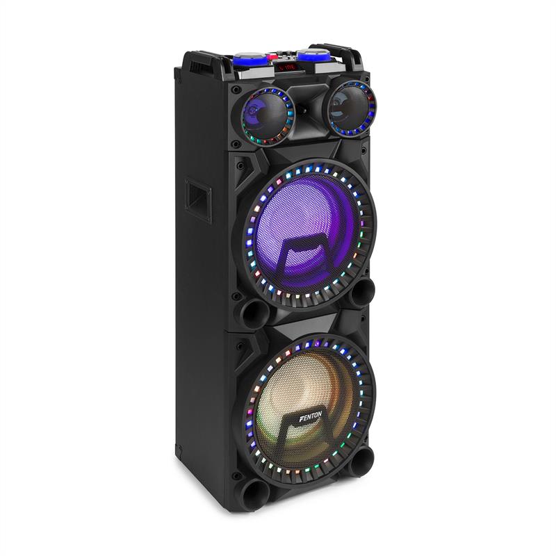 Fenton VS210, aktívny párty box, 1600 W, 2x10“ sub, BT, USB, SD, LED