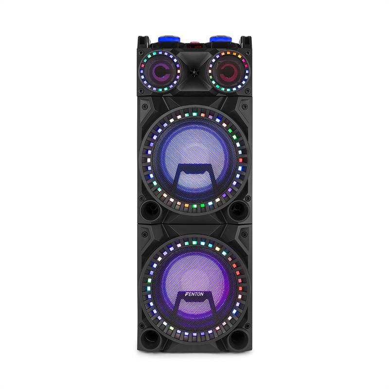 Fenton VS210, aktívny párty box, 1600 W, 2x10“ sub, BT, USB, SD, LED – Obrázok 2