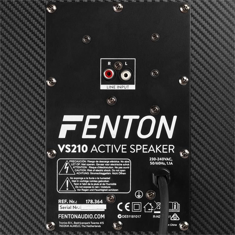 Fenton VS210, aktívny párty box, 1600 W, 2x10“ sub, BT, USB, SD, LED – Obrázok 3