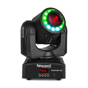 Beamz Panther 35, LED bodová pohyblivá hlava, 35 W biela LED dióda, 12 RGB SMD LED diód, čierna