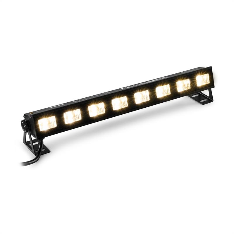 Beamz BUVW83, LED svetelná rampa, 8 x 3 W, UV/WW, 2 v 1, 30 W, Plug & Play, tichá prevádzka – Obrázok 2