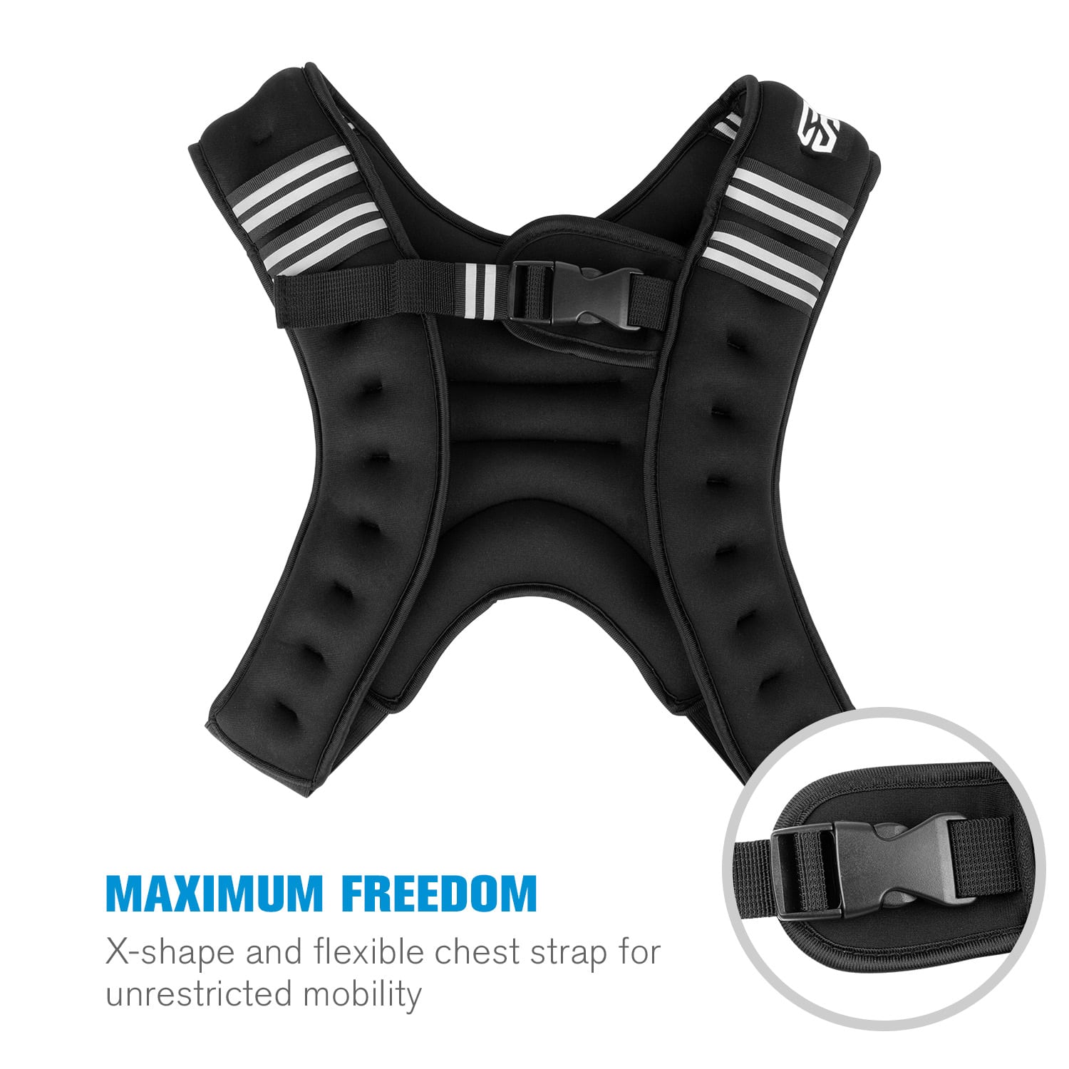 Capital Sports X-Vest, záťažová vesta, 5 kg, neoprén/nylon, hrudný popruh, čierna – Obrázok 3