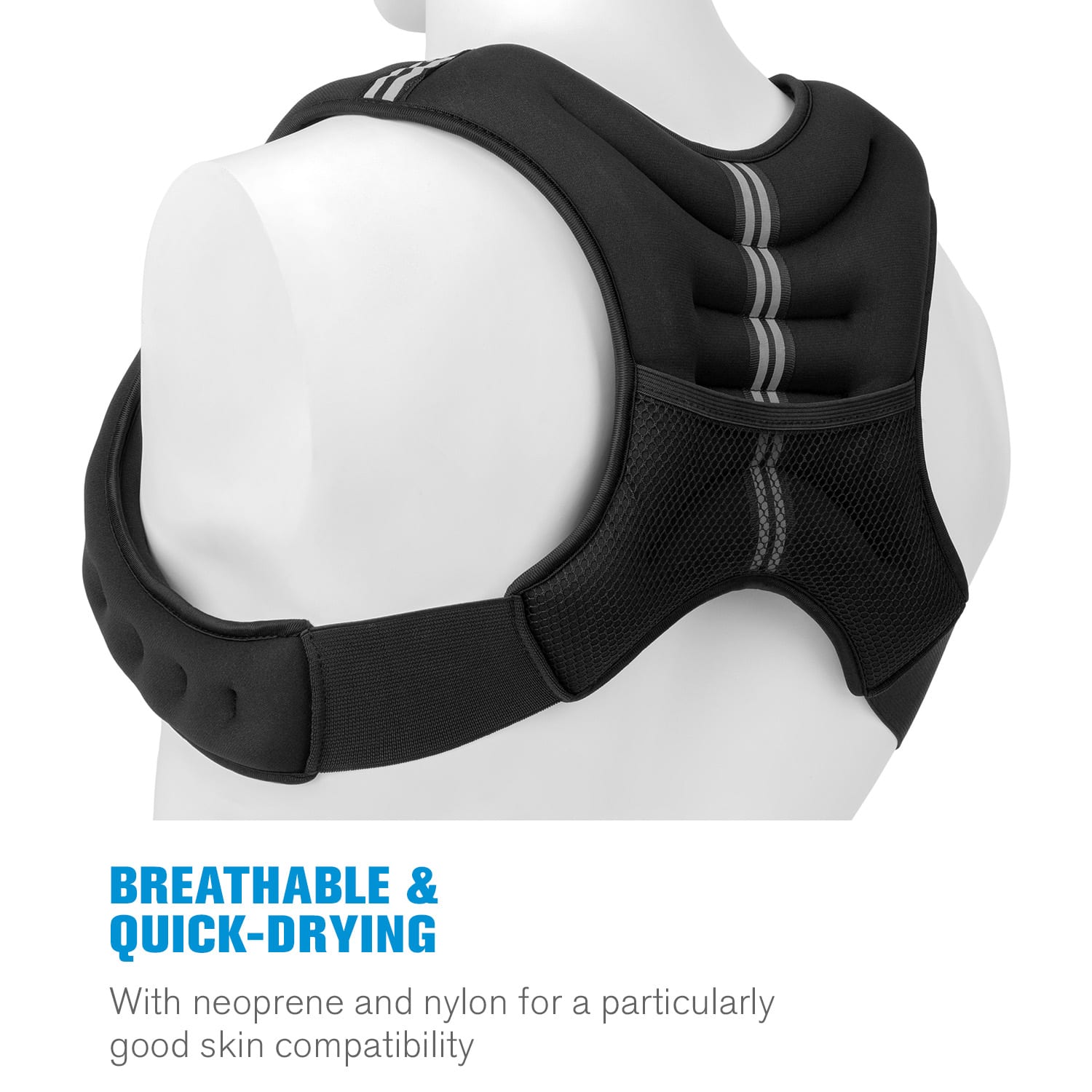 Capital Sports X-Vest, záťažová vesta, 5 kg, neoprén/nylon, hrudný popruh, čierna – Obrázok 4