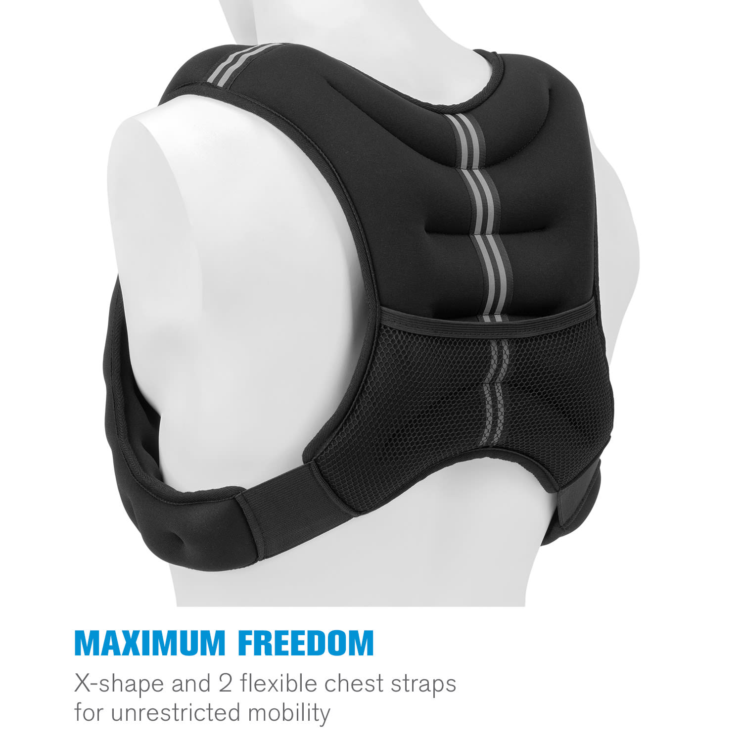 Capital Sports X-Vest, záťažová vesta, 10 kg, neoprén/nylon, 2 hrudné popruhy, čierna – Obrázok 4