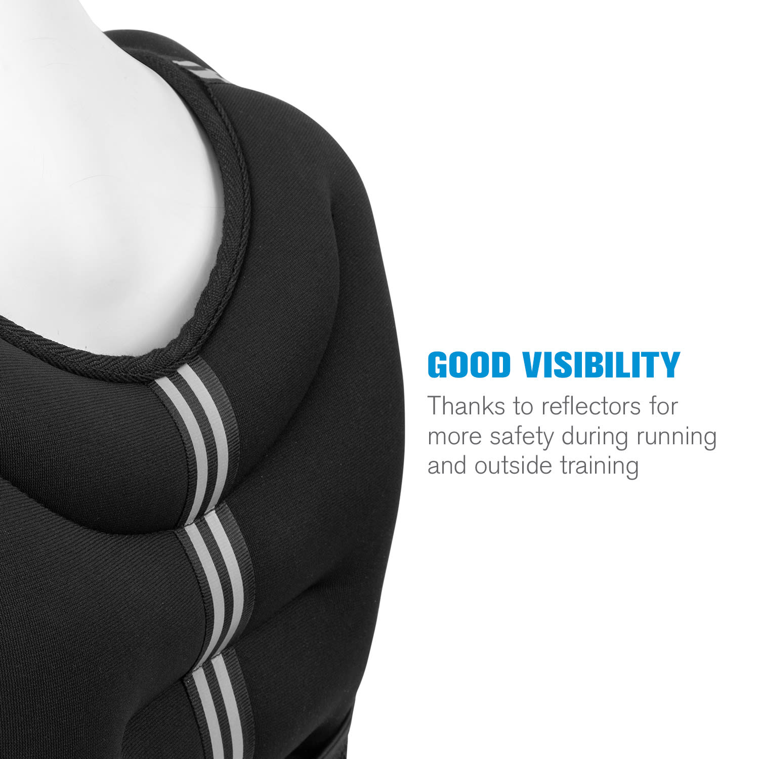 Capital Sports X-Vest, záťažová vesta, 10 kg, neoprén/nylon, 2 hrudné popruhy, čierna – Obrázok 5