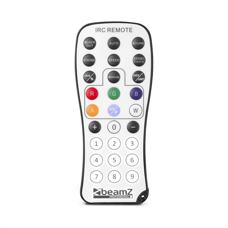 Beamz Professional BAC302, ProPar reflektor, 6 x 12 W, 6 v 1 LED RGBWA-UV diódy, stmievanie, diaľkový ovládač – Obrázok 4