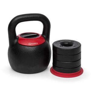 KLARFIT Adjustabell, nastaviteľný kettlebell, hmotnosť: 8/10/12/14/16 kg, čierny/červený