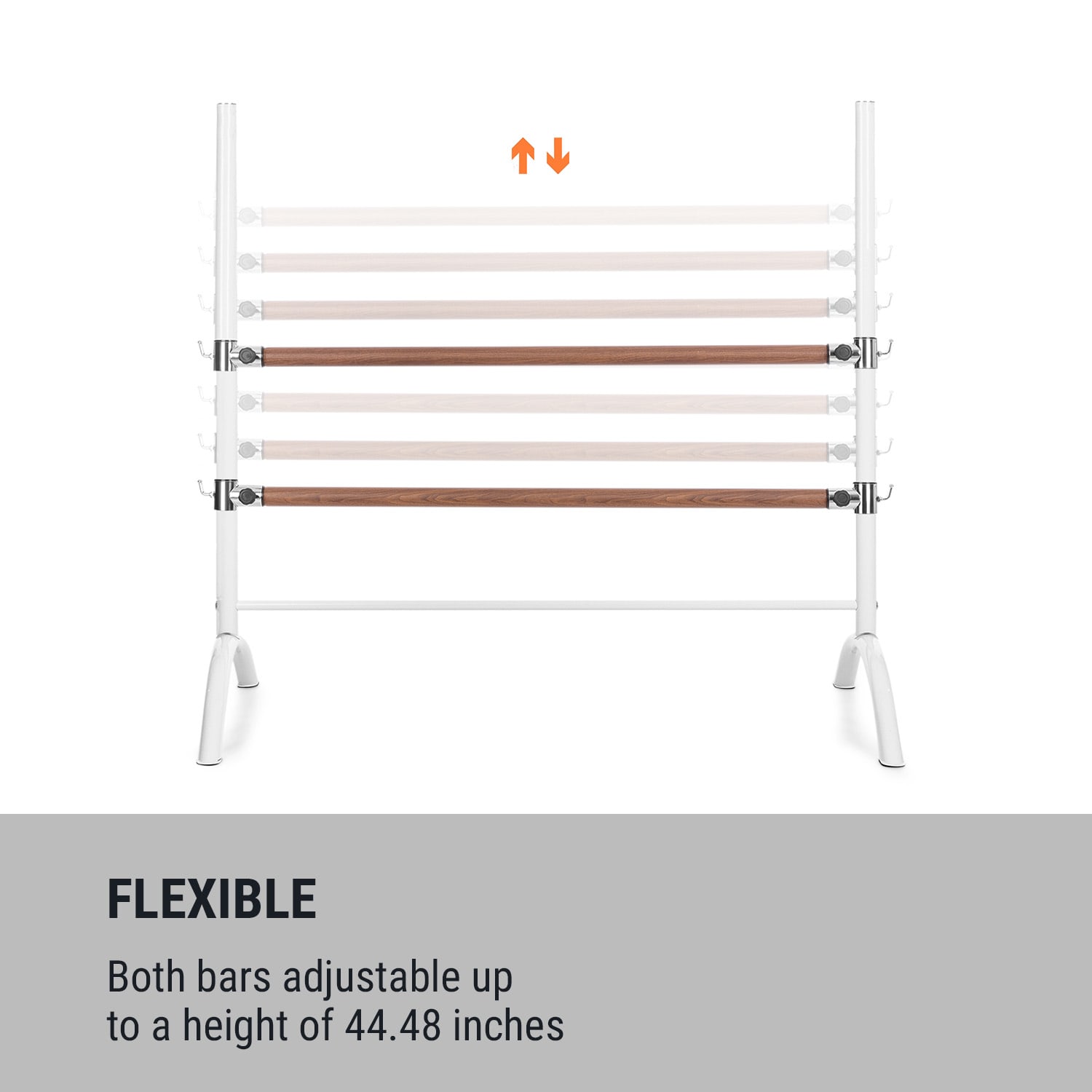 KLARFIT Barre Anna, dvojitá baletná tyč, 110 x 113 cm, 2 x 38 mm Ø, biela – Obrázok 3