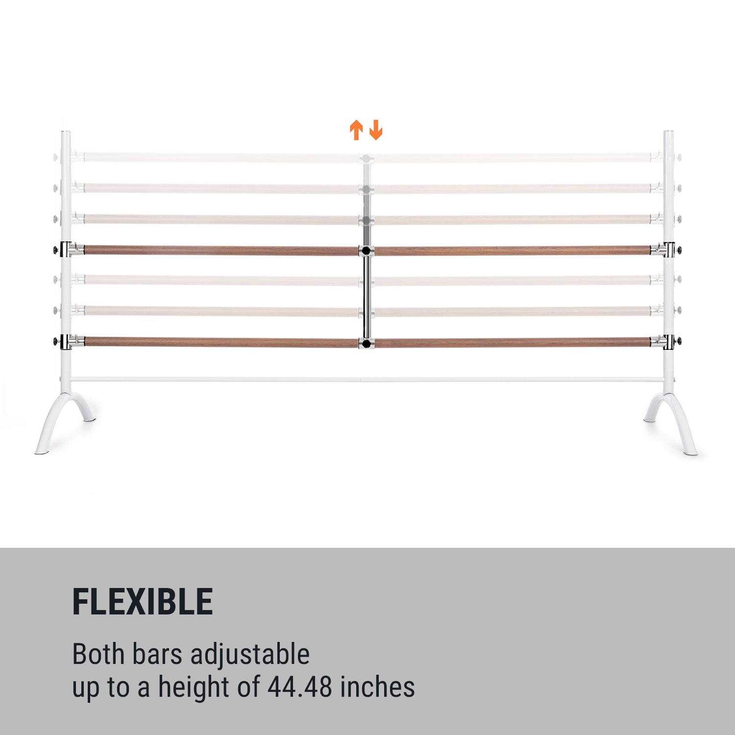 KLARFIT Barre Marie, dvojitá baletná tyč, 220 x 113 cm, 2 x 38 mm Ø, biela – Obrázok 3