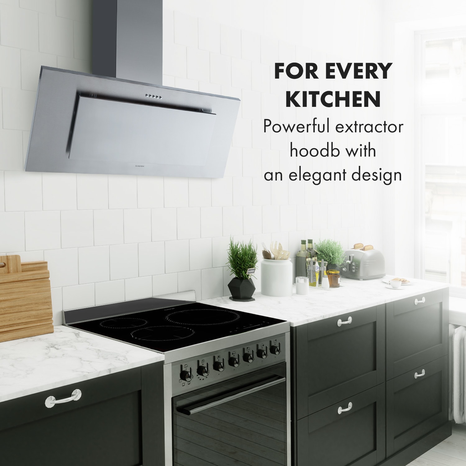 Klarstein Athena 90, digestor, 90 cm, nástenný, 300 m³/h, nehrdzavejúca oceľ – Obrázok 2
