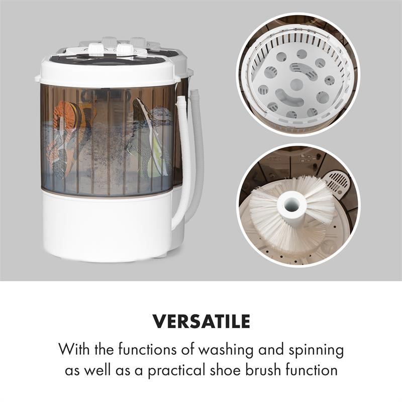 Klarstein Dash Duo, práčka, 180 W, 2,5 kg, časovač 0 – 15 min., kefa na topánky, čierna – Obrázok 5