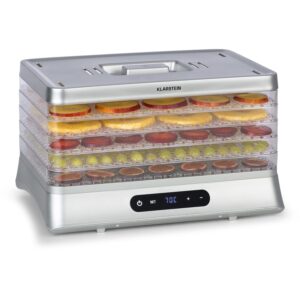 Klarstein Silver, sušička potravín, 500 W, LED displej, bez BPA, 35 – 70 °C, strieborná