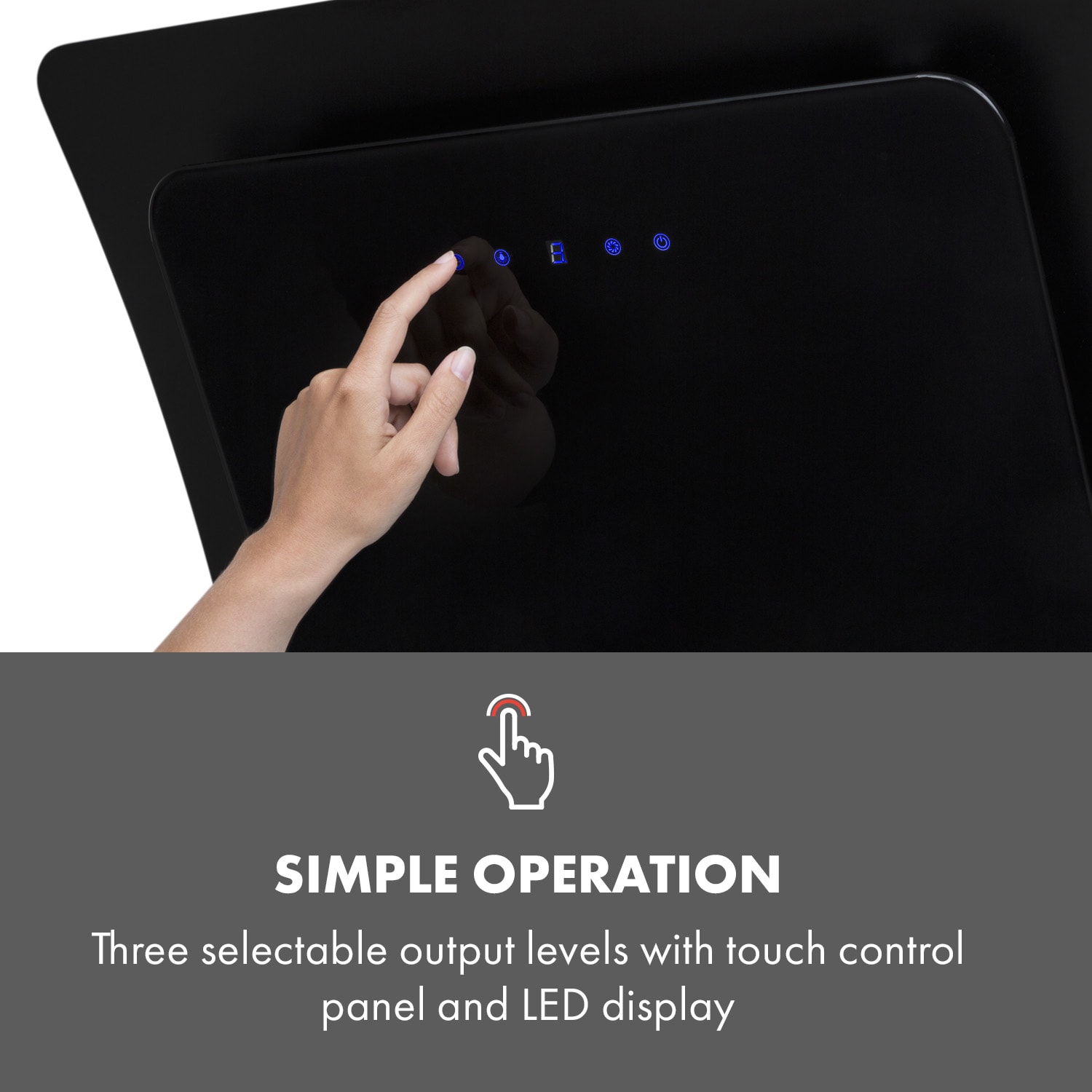 Klarstein Ariana, odsávač pár, 60 cm, 604 m³/h, dotykový ovládací panel, energetická trieda A – Obrázok 3