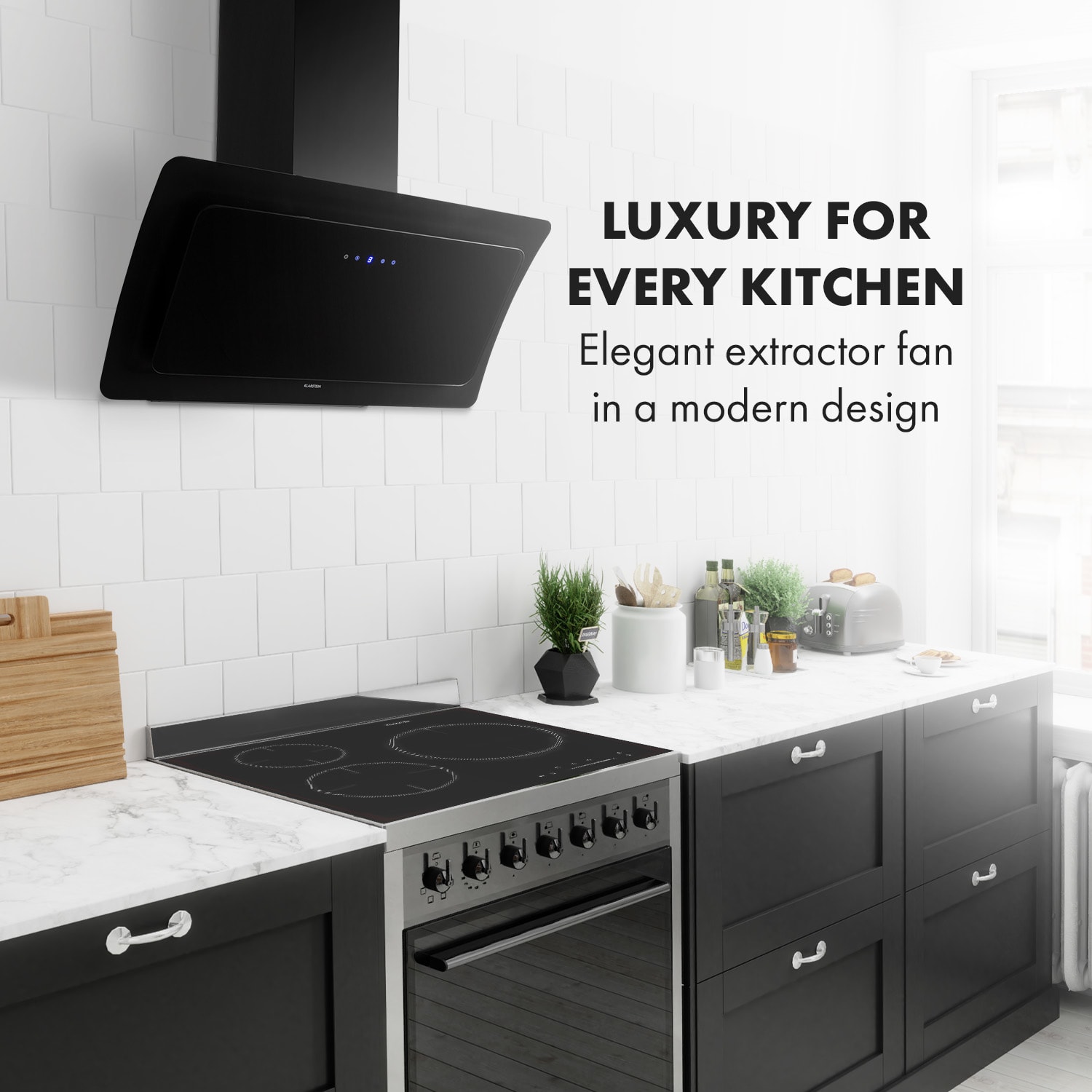 Klarstein Ariana, digestor, 90 cm, 604 m³/h, dotykový ovládací panel, energetická trieda A, čierny – Obrázok 2