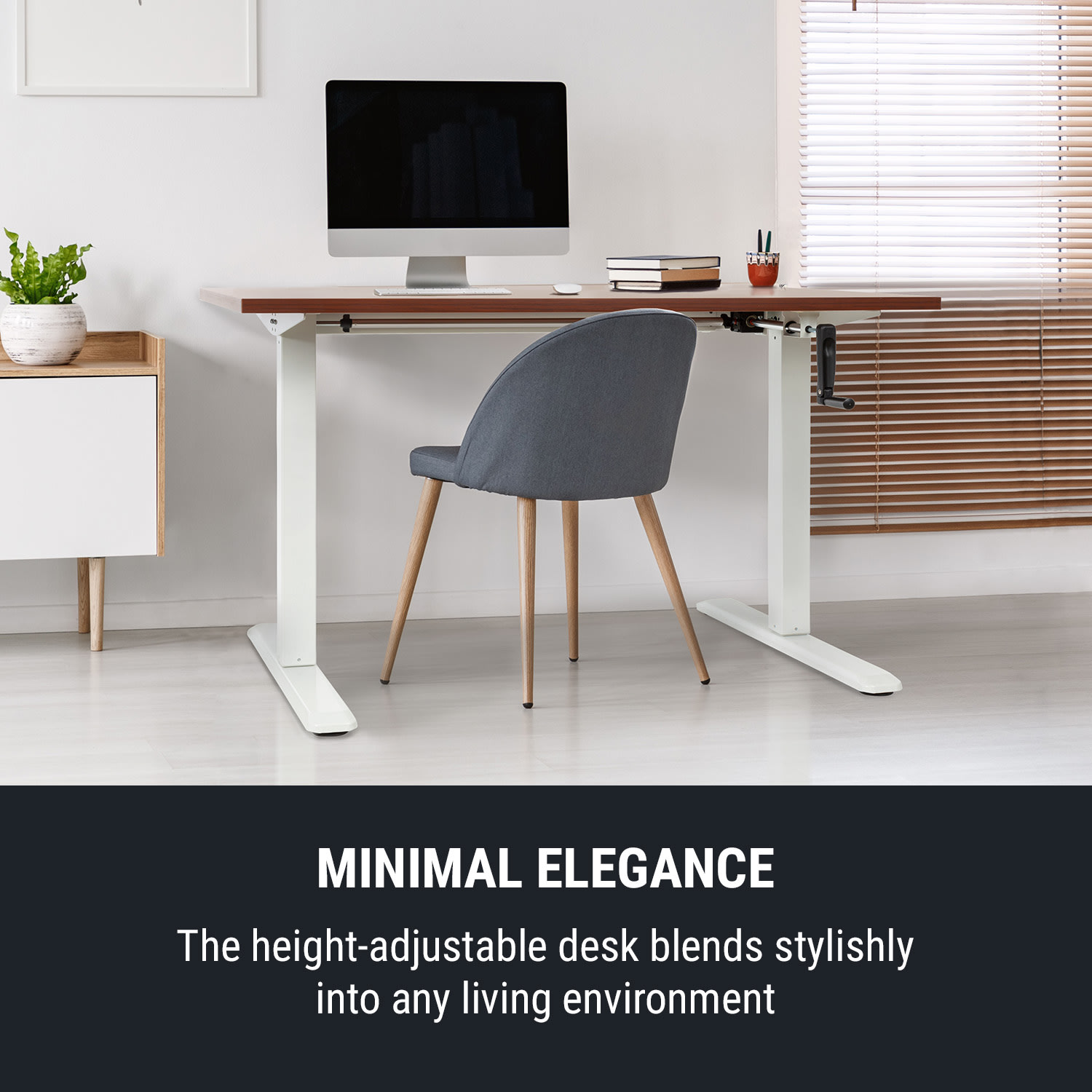 OneConcept Multidesk, výškovo nastaviteľný písací stôl, manuálny, 73-123 cm, biely – Obrázok 2