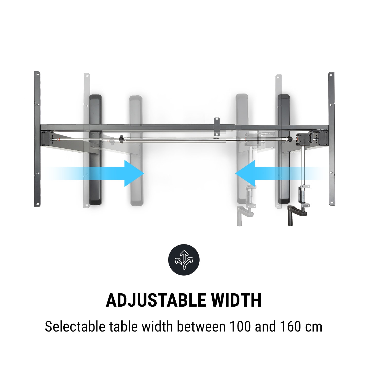 OneConcept Multidesk, výškovo nastaviteľný písací stôl, manuálny, 73-123 cm, čierny – Obrázok 5